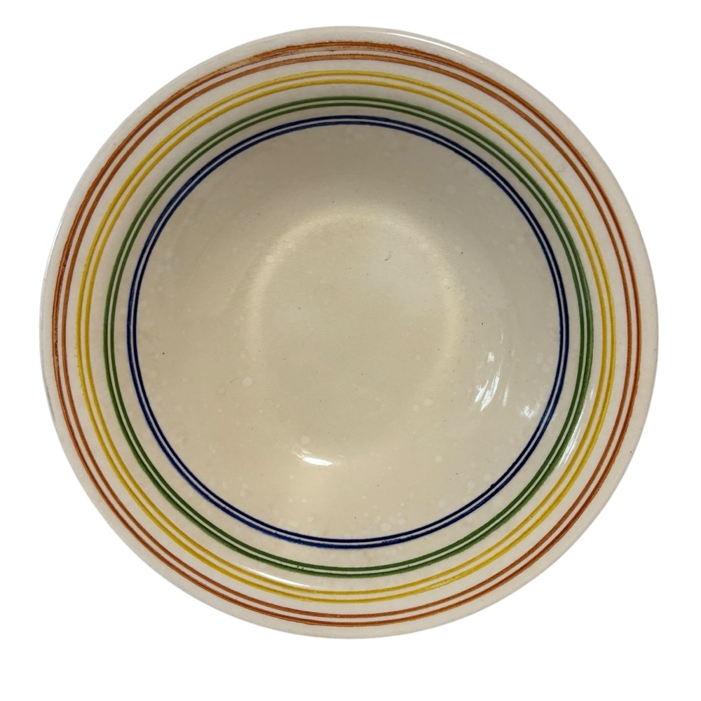 Rainbow Striped 8.5” cereal salad bowl red yellow green blue  
Primary colors